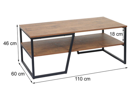 Cosmo Casa - Salontafel - Metalen Plank 3D-structuur - Wild Eiken Look - 46x110x60cm