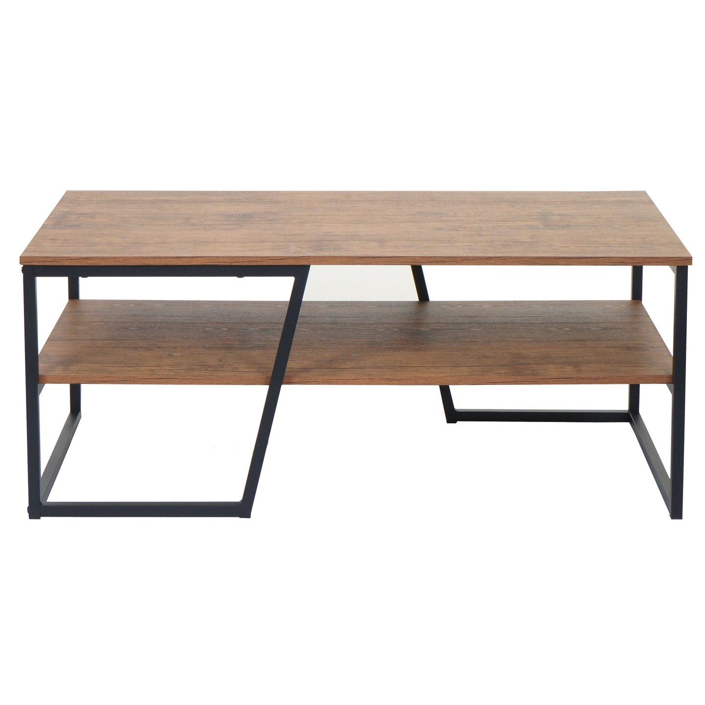 Cosmo Casa - Salontafel - Metalen Plank 3D-structuur - Wild Eiken Look - 46x110x60cm