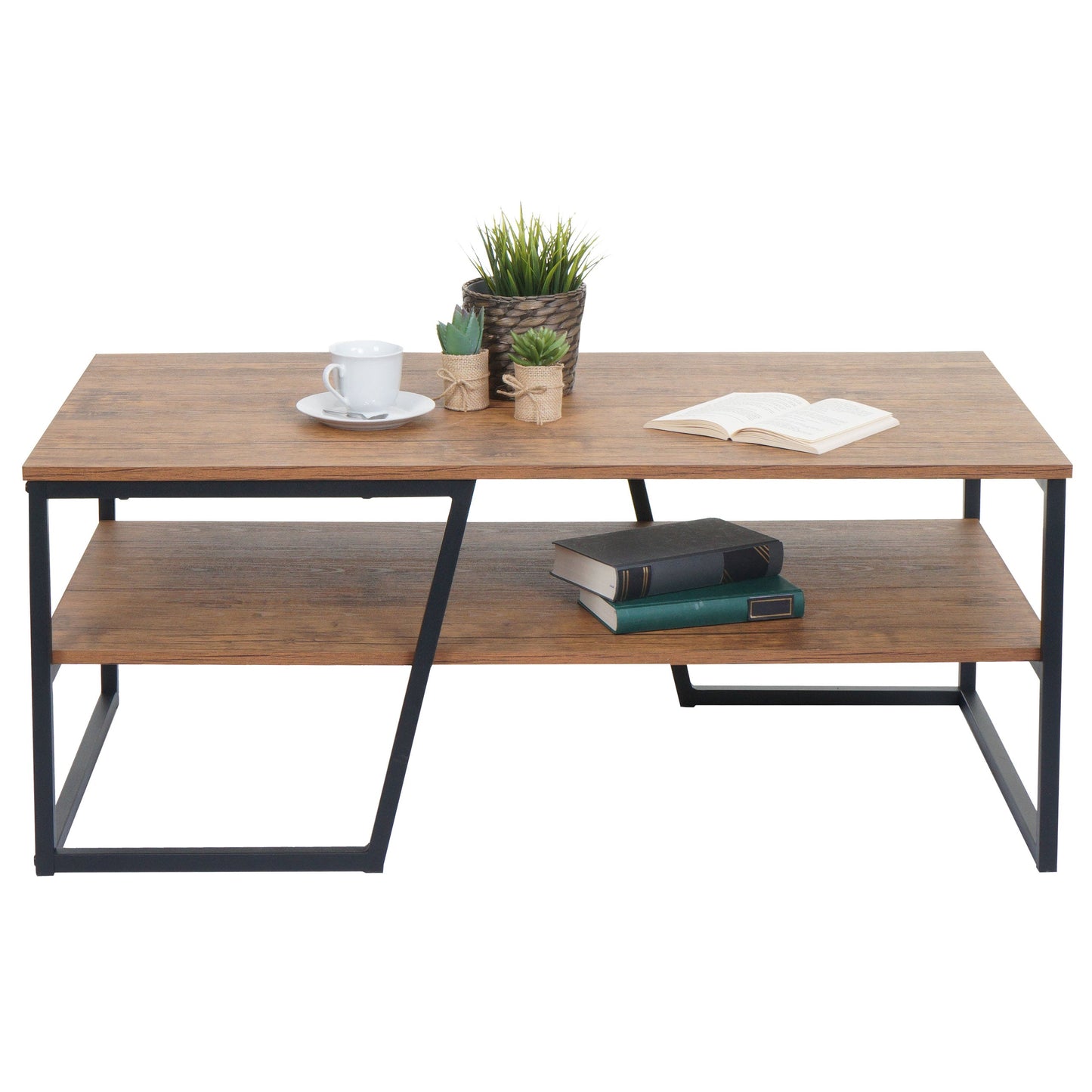 Cosmo Casa - Salontafel - Metalen Plank 3D-structuur - Wild Eiken Look - 46x110x60cm