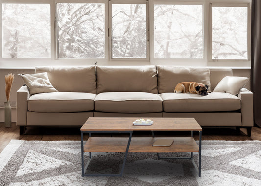 Cosmo Casa - Salontafel - Metalen Plank 3D-structuur - Wild Eiken Look - 46x110x60cm