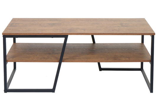 Cosmo Casa - Salontafel - Metalen Plank 3D-structuur - Wild Eiken Look - 46x110x60cm