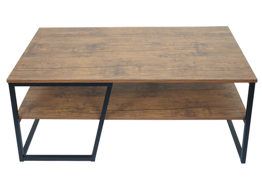 Cosmo Casa - Salontafel - Metalen Plank 3D-structuur - Wild Eiken Look - 46x110x60cm