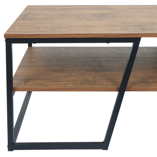 Cosmo Casa - Salontafel - Metalen Plank 3D-structuur - Wild Eiken Look - 46x110x60cm