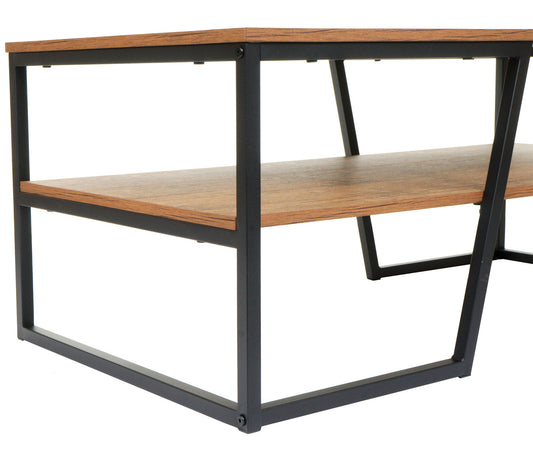 Cosmo Casa - Salontafel - Metalen Plank 3D-structuur - Wild Eiken Look - 46x110x60cm