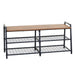 Cosmo Casa - Schoenenrek Bank - 4 Vakken met Metalen 3D-structuur - Wild Eiken Look