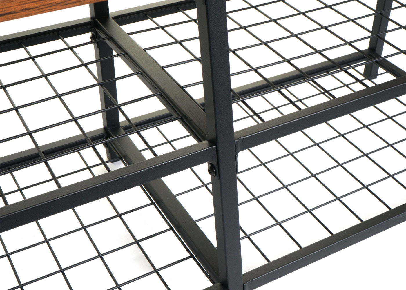 Cosmo Casa - Schoenenrek Bank - 4 Vakken met Metalen 3D-structuur - Wild Eiken Look