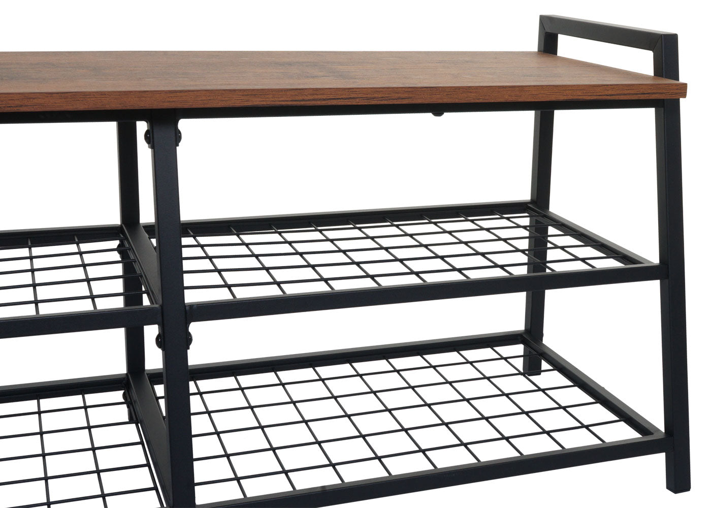 Cosmo Casa - Schoenenrek Bank - 4 Vakken met Metalen 3D-structuur - Wild Eiken Look