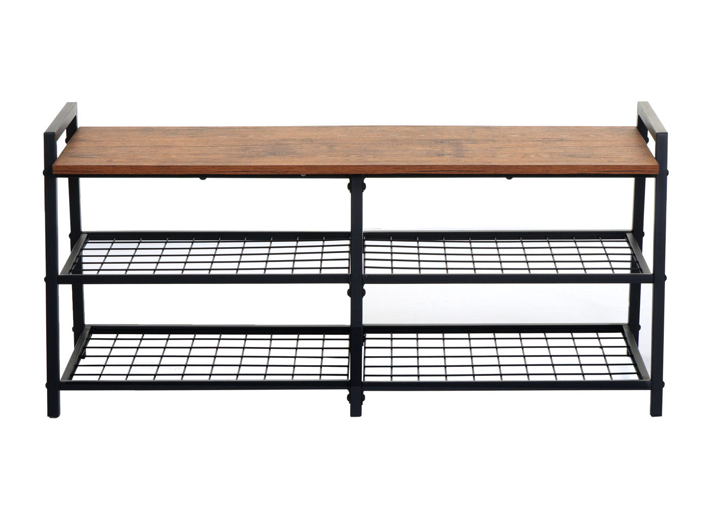 Cosmo Casa - Schoenenrek Bank - 4 Vakken met Metalen 3D-structuur - Wild Eiken Look