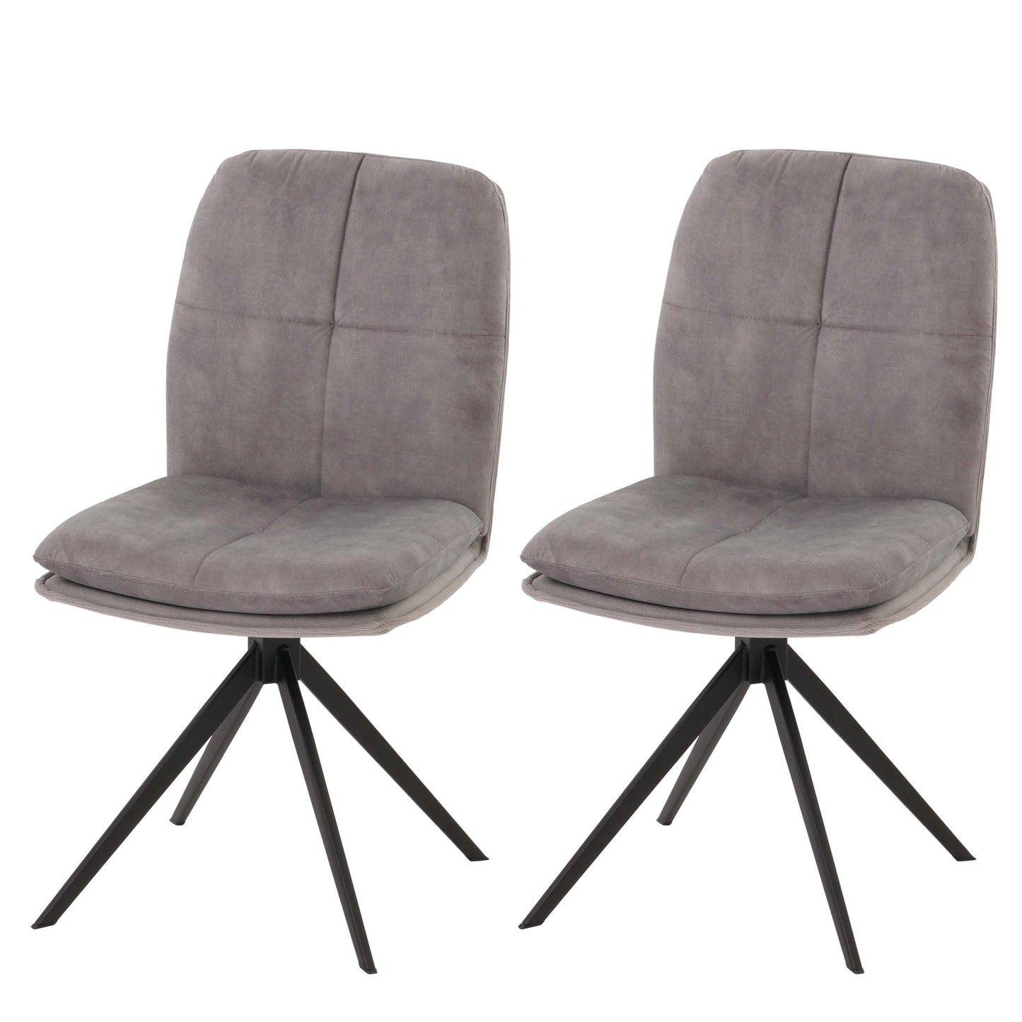 Cosmo Casa - Set van 2 Eetkamerstoelen - Keukenstoel - Fauteuil - Draaibaar Automatische Positie - Metaal - Stof - Grijs