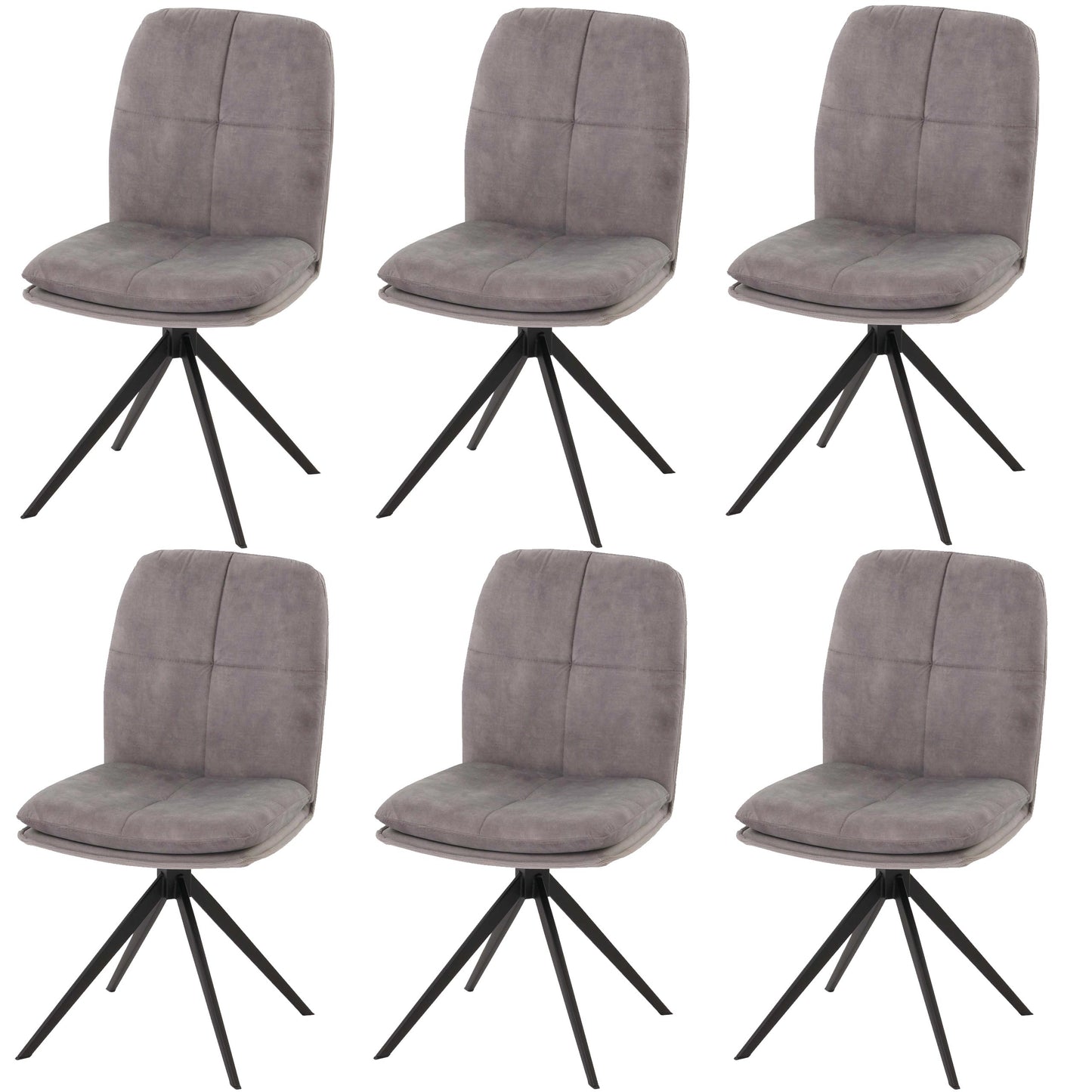 Cosmo Casa - Set van 6 Eetkamerstoelen - Keukenstoel - Fauteuil - Draaibaar Automatische Positie - Metaal - Stof - Grijs