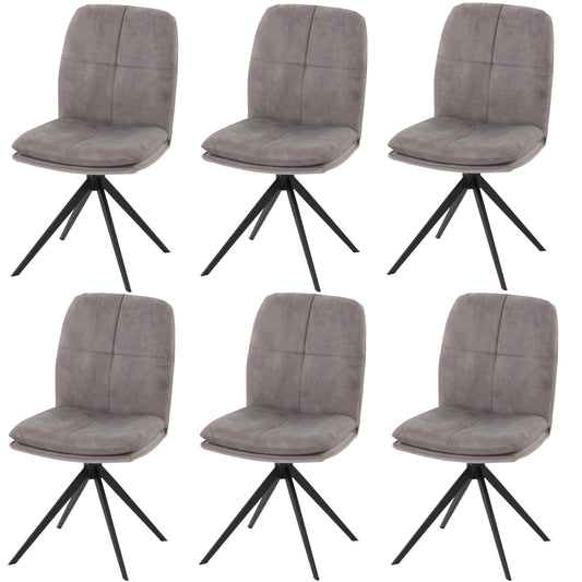 Cosmo Casa - Set van 6 Eetkamerstoelen - Keukenstoel - Fauteuil - Draaibaar Automatische Positie - Metaal - Stof - Grijs