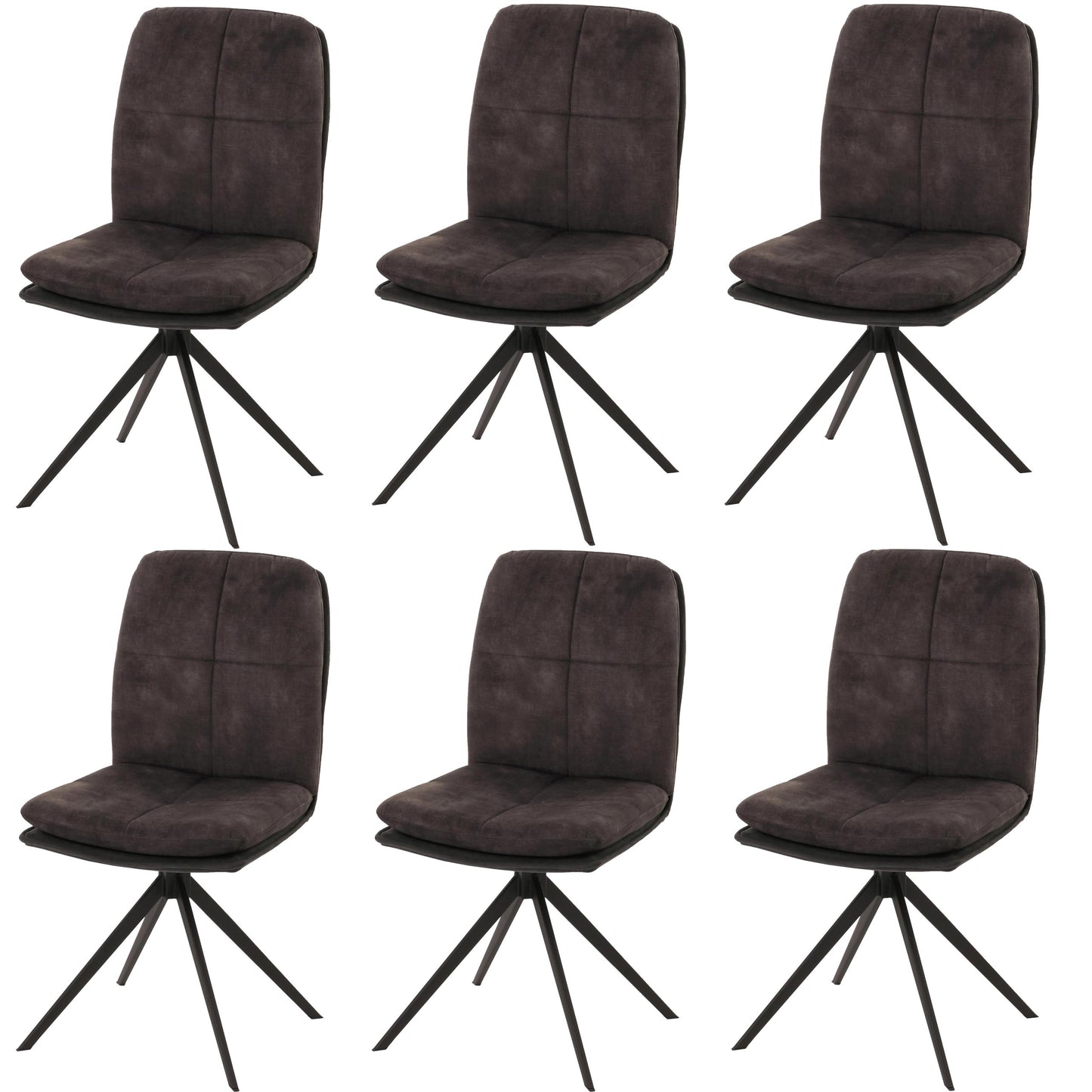 Cosmo Casa - Set van 6 Eetkamerstoelen - Keukenstoel - Fauteuil - Draaibaar Automatische Positie - Metaal - Stof - Donkergrijs