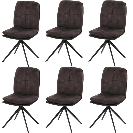 Cosmo Casa - Set van 6 Eetkamerstoelen - Keukenstoel - Fauteuil - Draaibaar Automatische Positie - Metaal - Stof - Donkergrijs