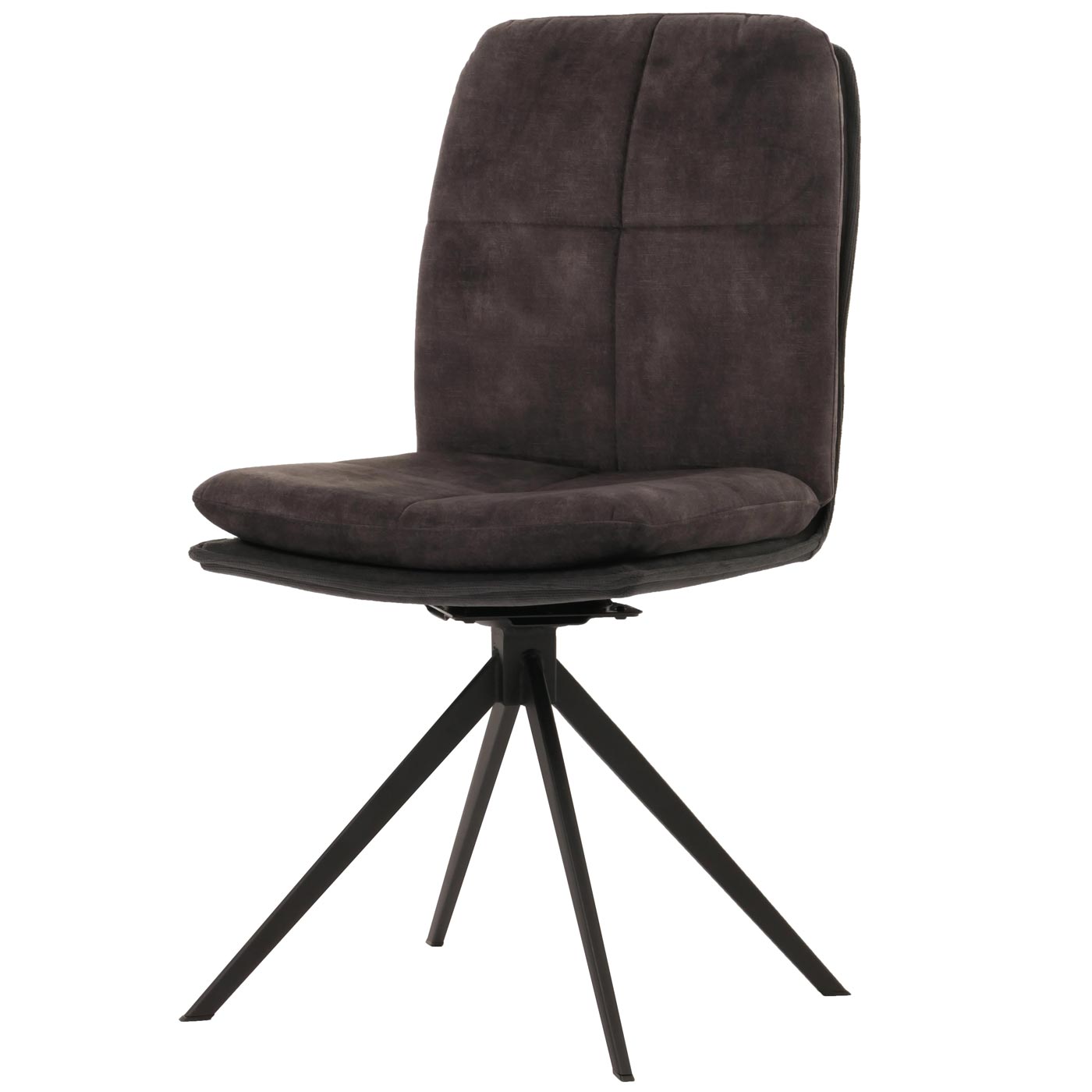 Cosmo Casa - Set van 2 Eetkamerstoelen - Keukenstoel - Fauteuil - Draaibaar Automatische Positie - Metaal - Stof - Donkergrijs