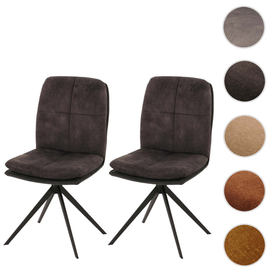 Cosmo Casa - Set van 2 Eetkamerstoelen - Keukenstoel - Fauteuil - Draaibaar Automatische Positie - Metaal - Stof - Donkergrijs