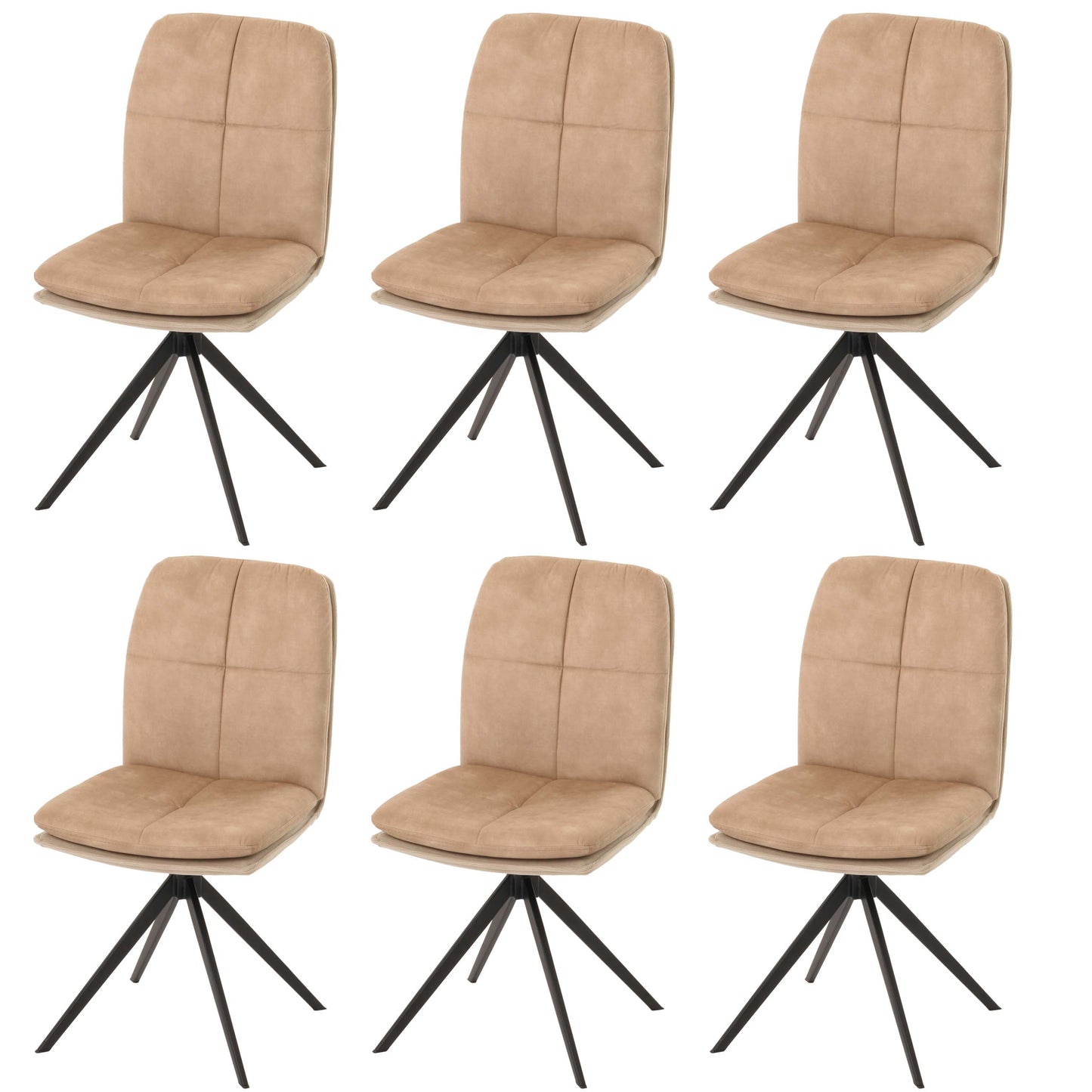 Cosmo Casa - Set van 6 Eetkamerstoelen - Keukenstoel - Fauteuil - Draaibaar Automatische Positie - Metaal - Stof - Beige