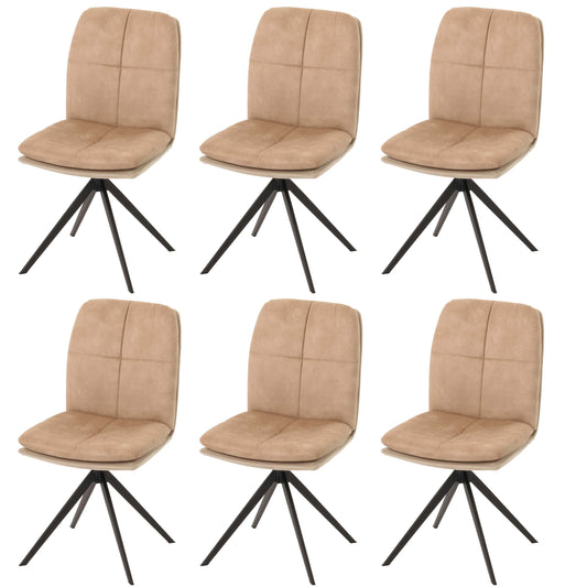 Cosmo Casa - Set van 6 Eetkamerstoelen - Keukenstoel - Fauteuil - Draaibaar Automatische Positie - Metaal - Stof - Beige