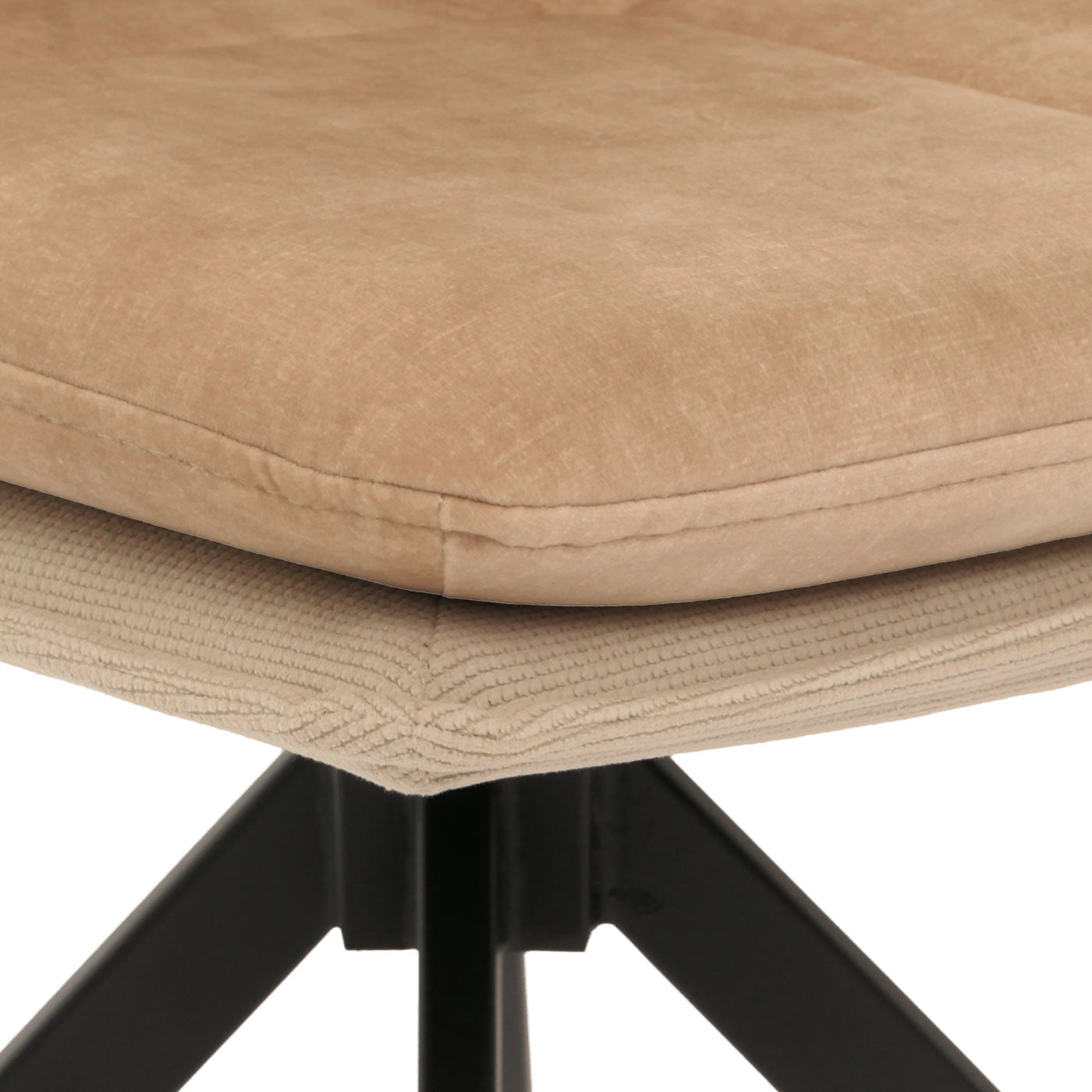 Cosmo Casa - Set van 2 Eetkamerstoelen - Keukenstoel - Fauteuil - Draaibaar Automatische Positie - Metaal - Stof - Beige