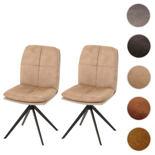 Cosmo Casa - Set van 2 Eetkamerstoelen - Keukenstoel - Fauteuil - Draaibaar Automatische Positie - Metaal - Stof - Beige