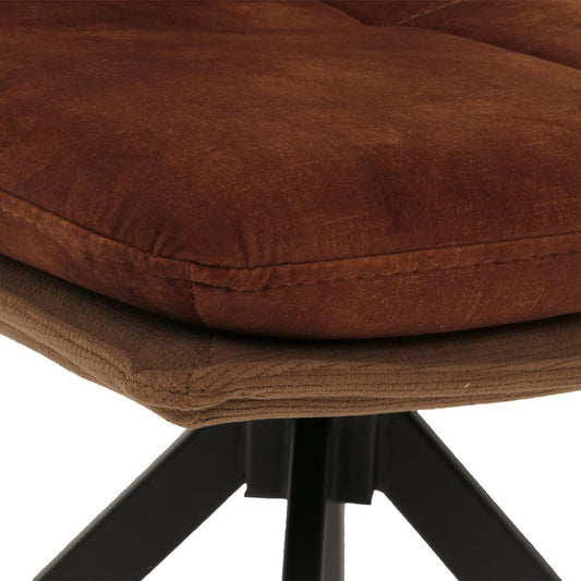Cosmo Casa - Set van 2 Eetkamerstoelen - Keukenstoel - Fauteuil - Draaibaar Automatische Positie - Metaal - Stof - Bruin