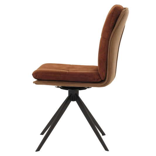 Cosmo Casa - Set van 2 Eetkamerstoelen - Keukenstoel - Fauteuil - Draaibaar Automatische Positie - Metaal - Stof - Bruin