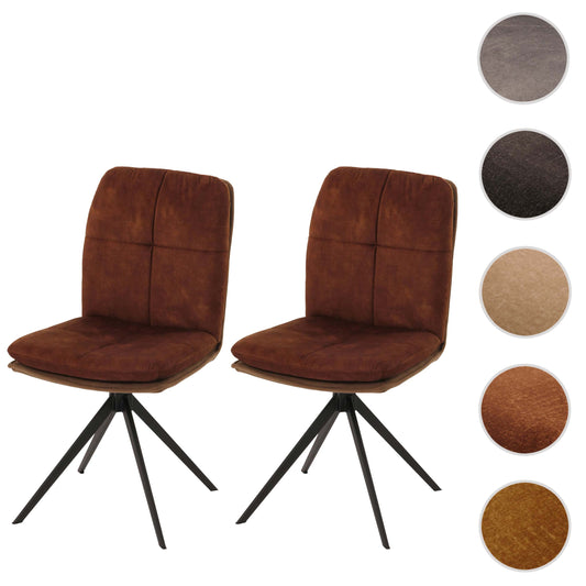 Cosmo Casa - Set van 2 Eetkamerstoelen - Keukenstoel - Fauteuil - Draaibaar Automatische Positie - Metaal - Stof - Bruin