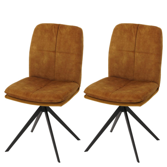 Cosmo Casa - Set van 2 Eetkamerstoelen - Keukenstoel - Fauteuil - Draaibaar Automatische Positie - Metaal - Stof - Geel