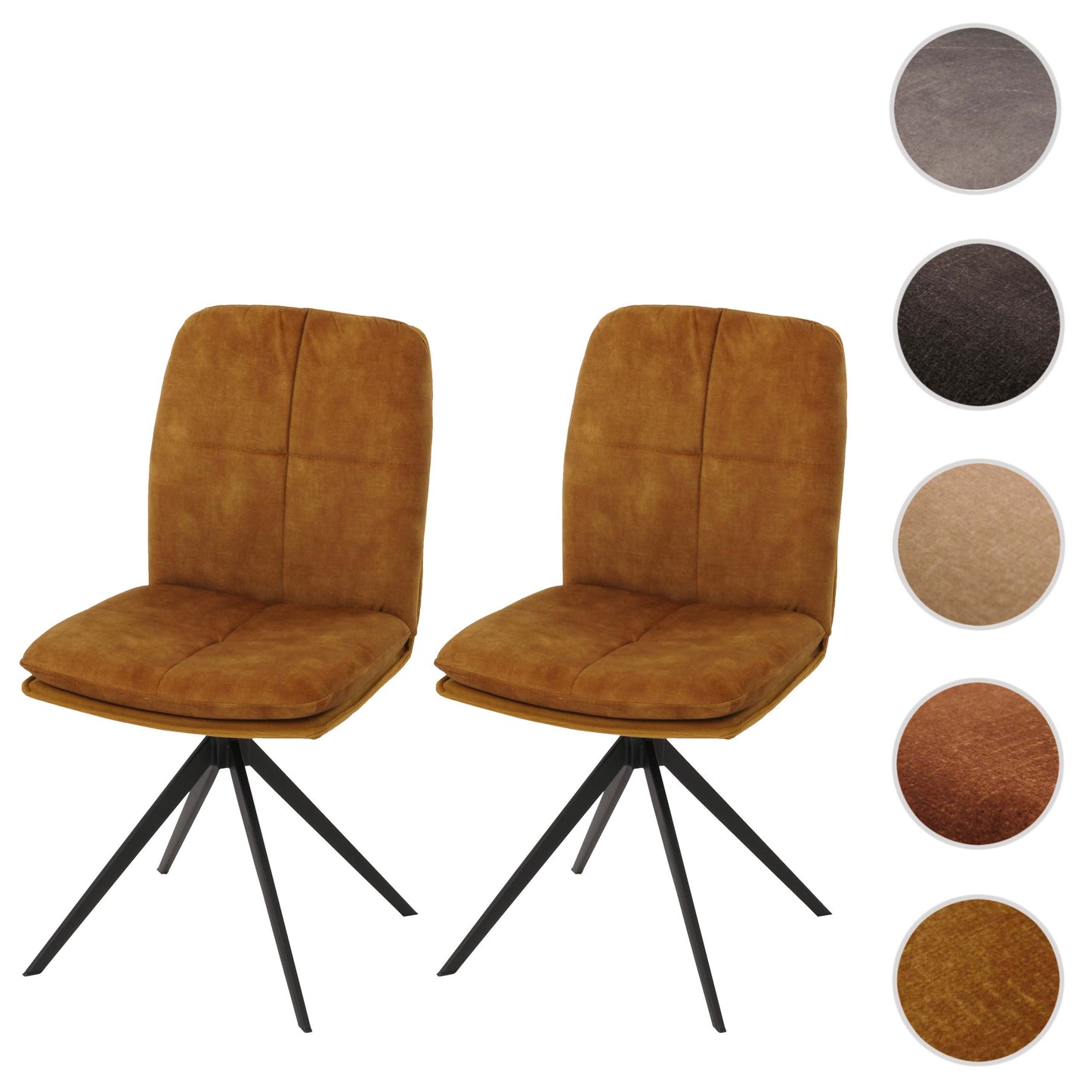 Cosmo Casa - Set van 2 Eetkamerstoelen - Keukenstoel - Fauteuil - Draaibaar Automatische Positie - Metaal - Stof - Geel