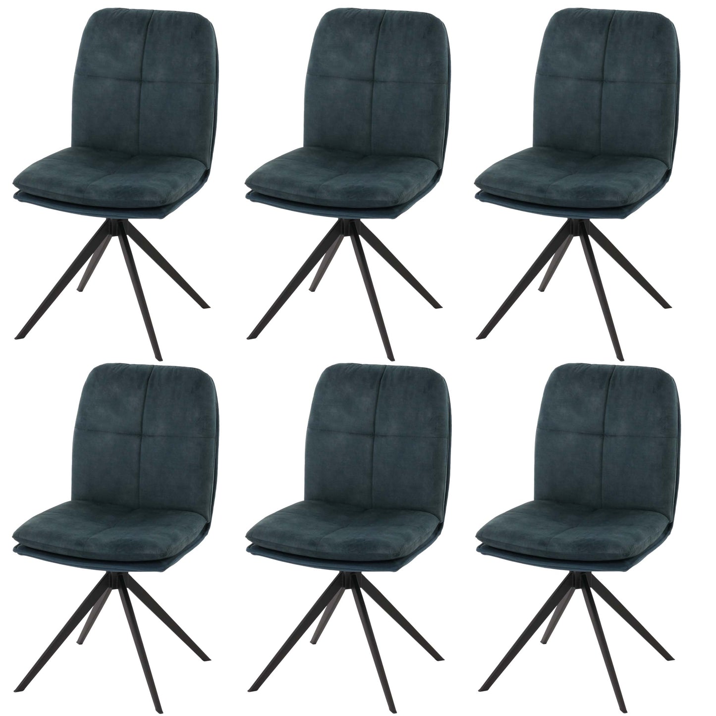 Cosmo Casa - Set van 6 Eetkamerstoelen - Keukenstoel - Fauteuil - Draaibaar Automatische Positie - Metaal - Stof - Blauw
