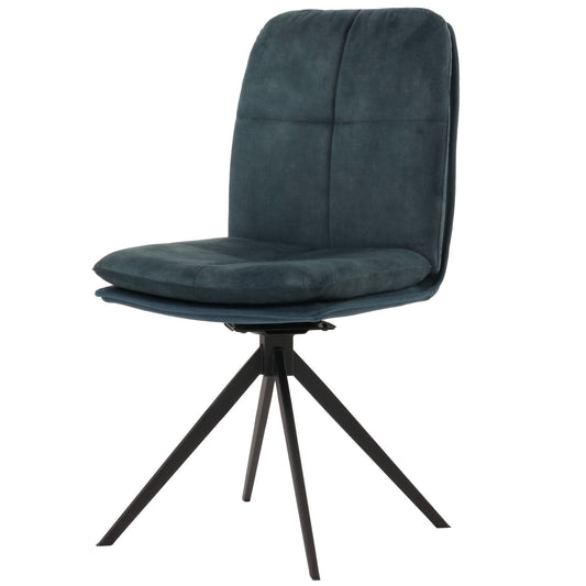 Cosmo Casa - Set van 2 Eetkamerstoelen - Keukenstoel - Fauteuil - Draaibaar Automatische Positie - Metaal - Stof - Blauw