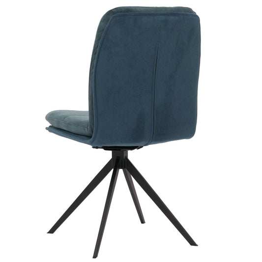 Cosmo Casa - Set van 2 Eetkamerstoelen - Keukenstoel - Fauteuil - Draaibaar Automatische Positie - Metaal - Stof - Blauw