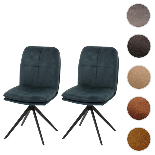 Cosmo Casa - Set van 2 Eetkamerstoelen - Keukenstoel - Fauteuil - Draaibaar Automatische Positie - Metaal - Stof - Blauw