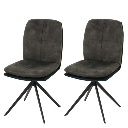 Cosmo Casa - Set van 2 Eetkamerstoelen - Keukenstoel - Fauteuil - Draaibaar Automatische Positie - Metaal - Stof - Groen