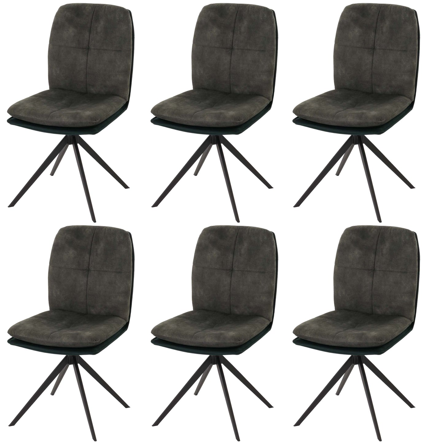 Cosmo Casa - Set van 6 Eetkamerstoelen - Keukenstoelen - Fauteuil - Draaibaar - Automatische Positie - Metaal Textiel - Groen