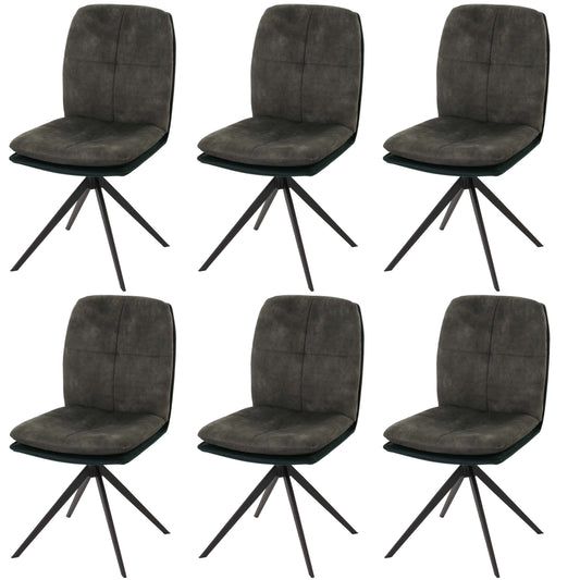 Cosmo Casa - Set van 6 Eetkamerstoelen - Keukenstoelen - Fauteuil - Draaibaar - Automatische Positie - Metaal Textiel - Groen