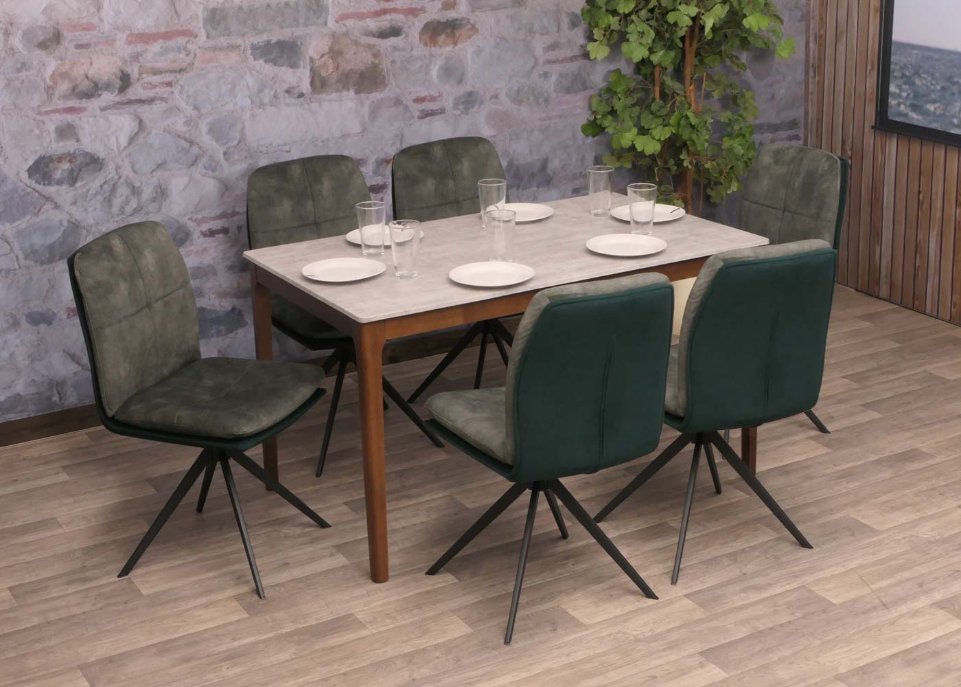 Cosmo Casa - Set van 2 Eetkamerstoelen - Keukenstoel - Fauteuil - Draaibaar Automatische Positie - Metaal - Stof - Groen