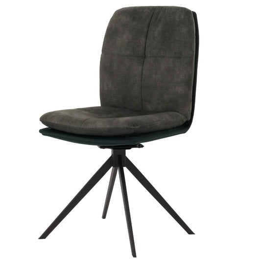 Cosmo Casa - Set van 2 Eetkamerstoelen - Keukenstoel - Fauteuil - Draaibaar Automatische Positie - Metaal - Stof - Groen