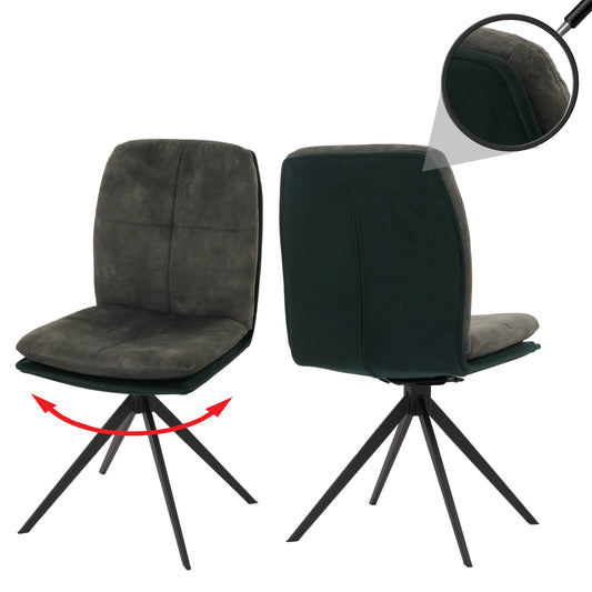 Cosmo Casa - Set van 2 Eetkamerstoelen - Keukenstoel - Fauteuil - Draaibaar Automatische Positie - Metaal - Stof - Groen