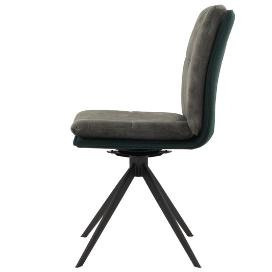 Cosmo Casa - Set van 2 Eetkamerstoelen - Keukenstoel - Fauteuil - Draaibaar Automatische Positie - Metaal - Stof - Groen