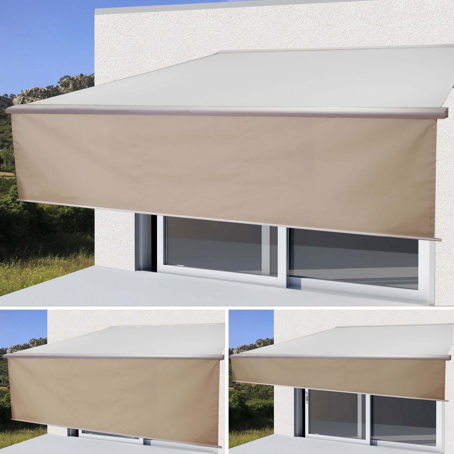 Cosmo Casa - Volant voor Elektrisch Cassettescherm - Uitschuifbare Volant 4x3m - Polyester - Zand