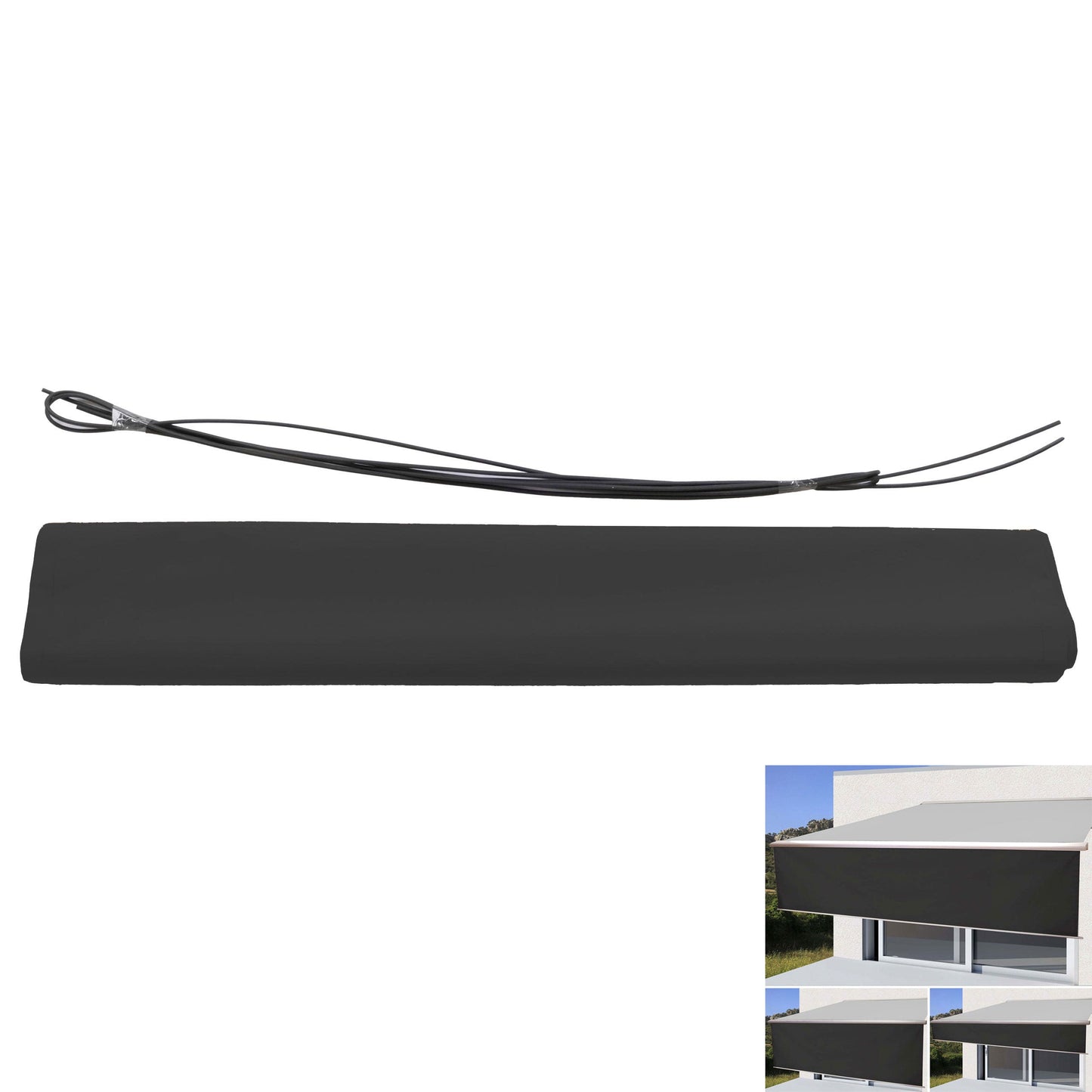 Cosmo Casa - Volant voor Elektrisch Cassettescherm - Uitschuifbare Volant 5x3m - Polyester - Antraciet