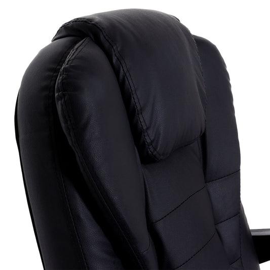 Cosmo Casa - Bureaustoel - Draaibare Directiestoel met Uitschuifbare Voetsteun - Kunstleer - Zilveren Onderstel - Zwart