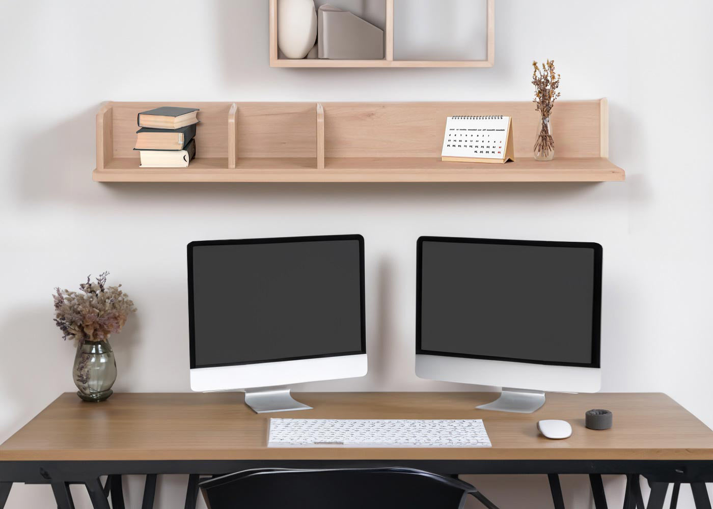 Cosmo Casa - Wandplank - Zwevende Houten Plank met 3 Vakken - Naturel