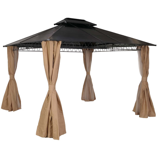 Cosmo Casa - Hardtop Pergola - Paviljoen met Zijwand en Muggenhor - Aluminium en Staal - Crème