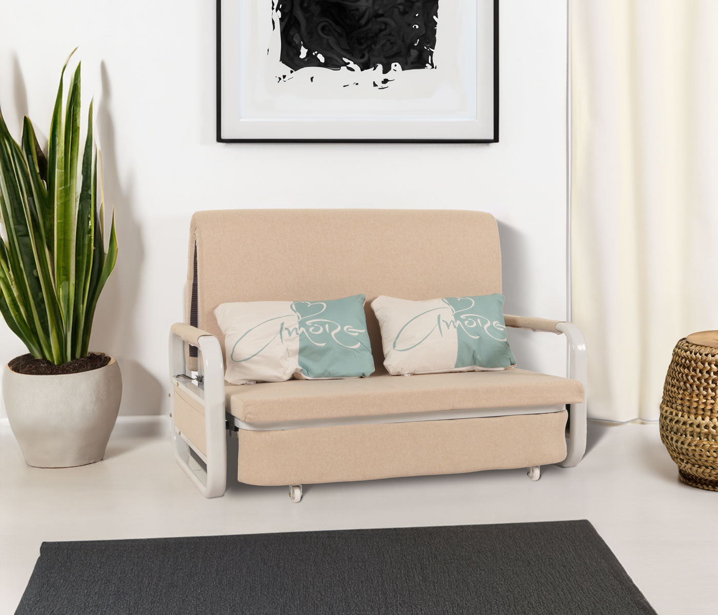 Cosmo Casa - Slaapbank - Slaapfunctie - Textiel - Beige