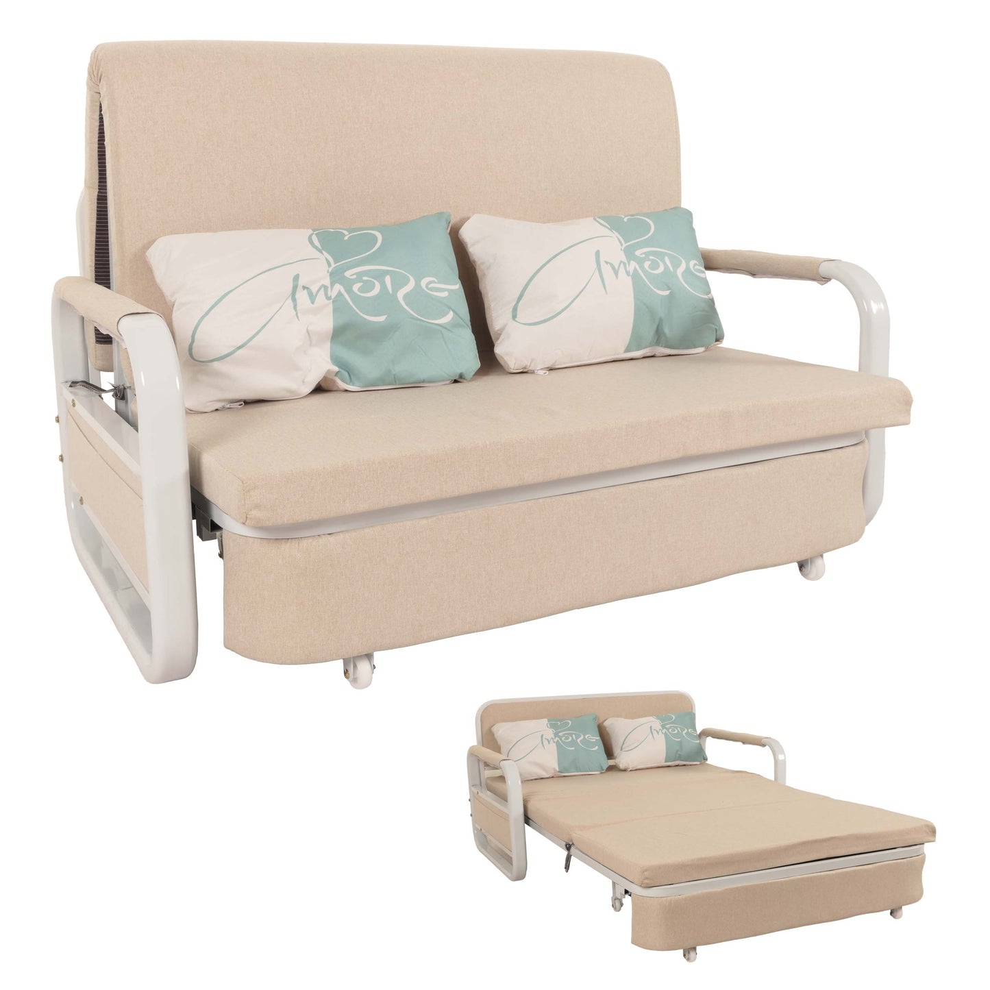 Cosmo Casa - Slaapbank - Slaapfunctie - Textiel - Beige