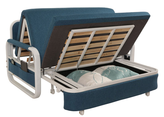 Cosmo Casa - Slaapbank - Slaapfunctie - Bedstee Ligvlak - 130x185cm - Stoftextiel - Donkerblauw