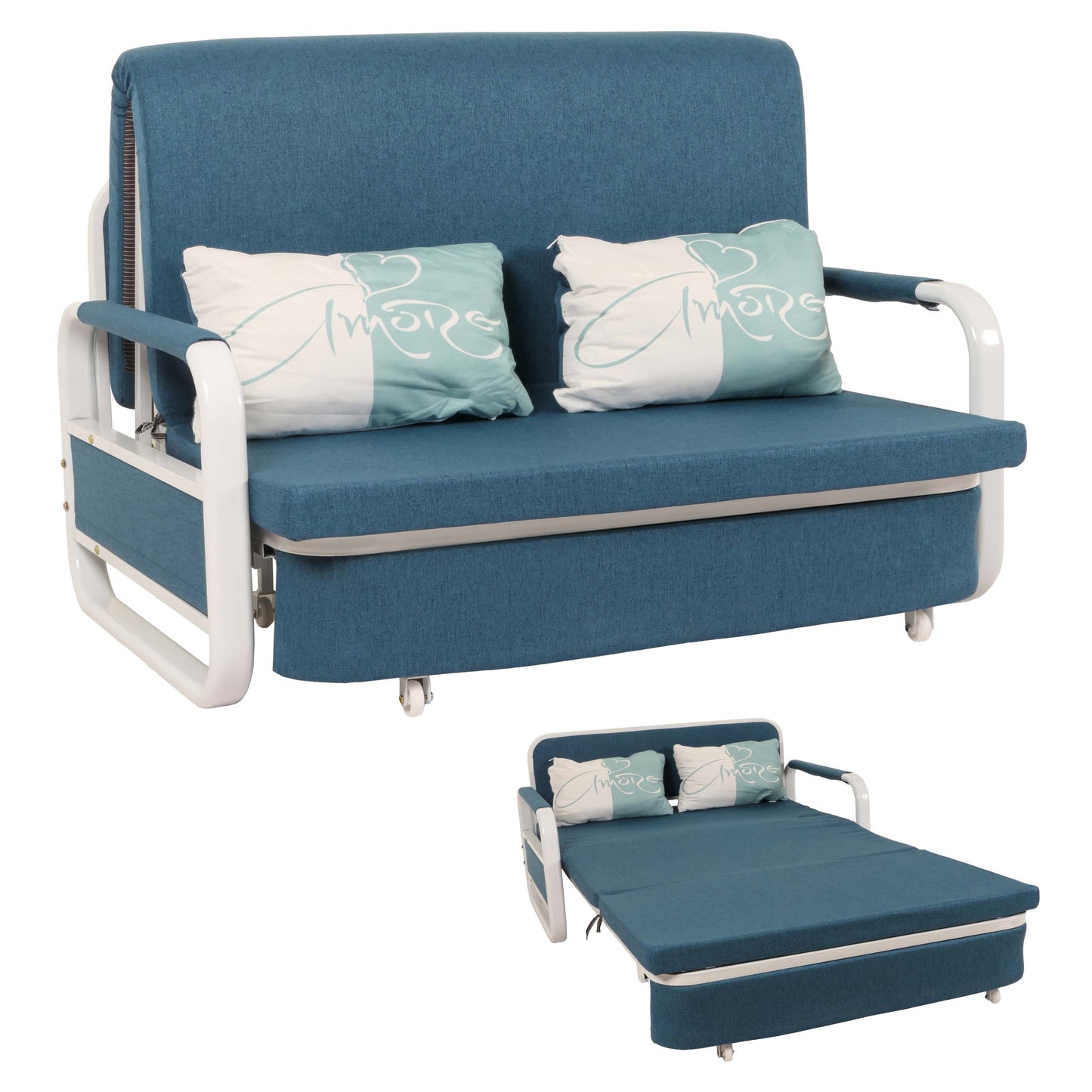 Cosmo Casa - Slaapbank - Slaapfunctie - Bedstee Ligvlak - 130x185cm - Stoftextiel - Donkerblauw