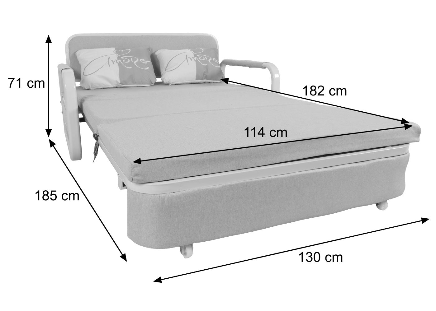 Cosmo Casa - Slaapbank - Slaapfunctie - Bedstee Ligvlak - 130x185cm - Stoftextiel - Donkergrijs