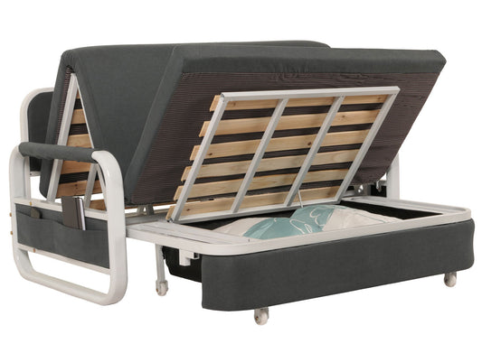 Cosmo Casa - Slaapbank - Slaapfunctie - Bedstee Ligvlak - 130x185cm - Stoftextiel - Donkergrijs